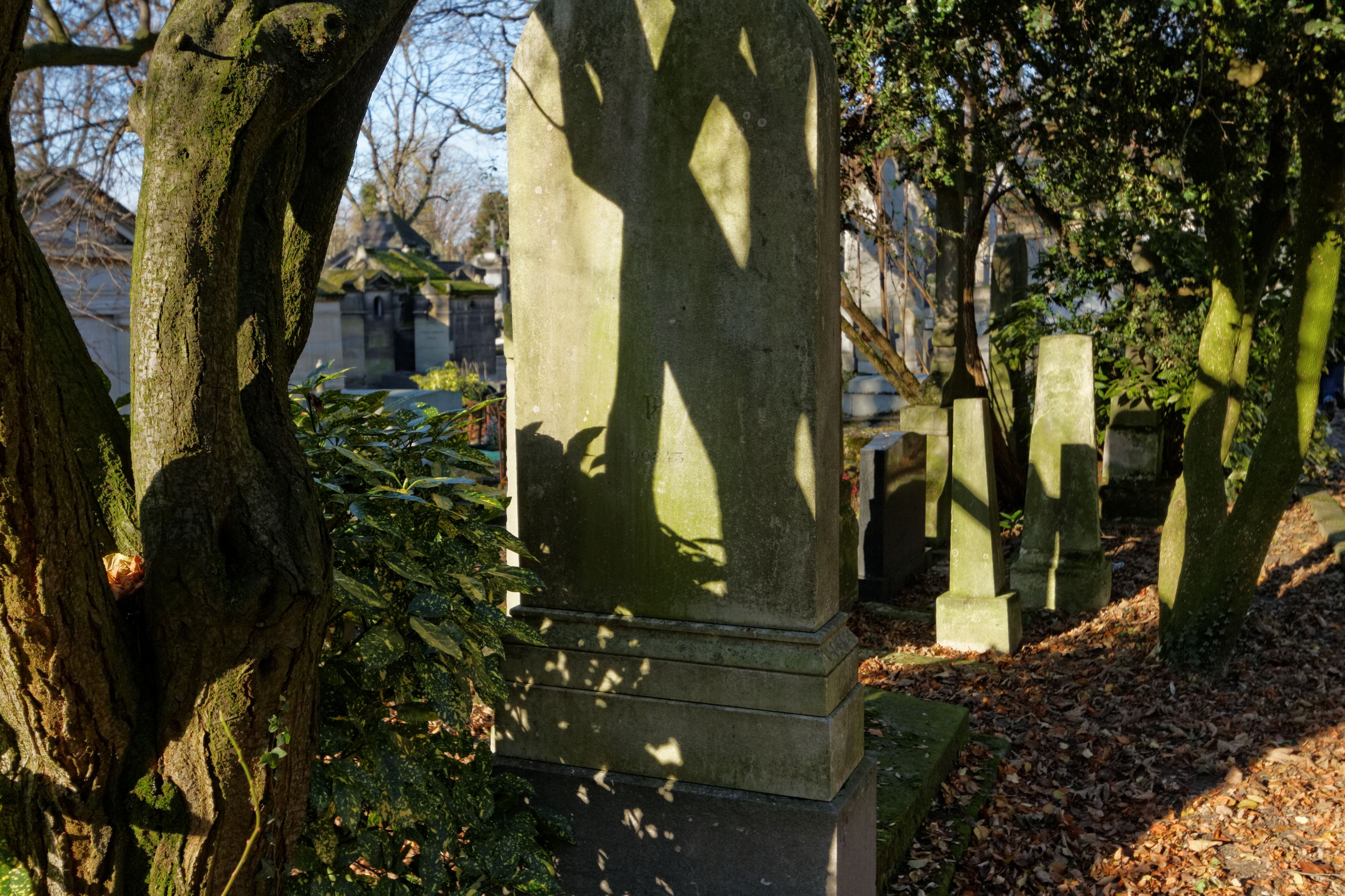 Color photograph of a cemetery in Paris, France.