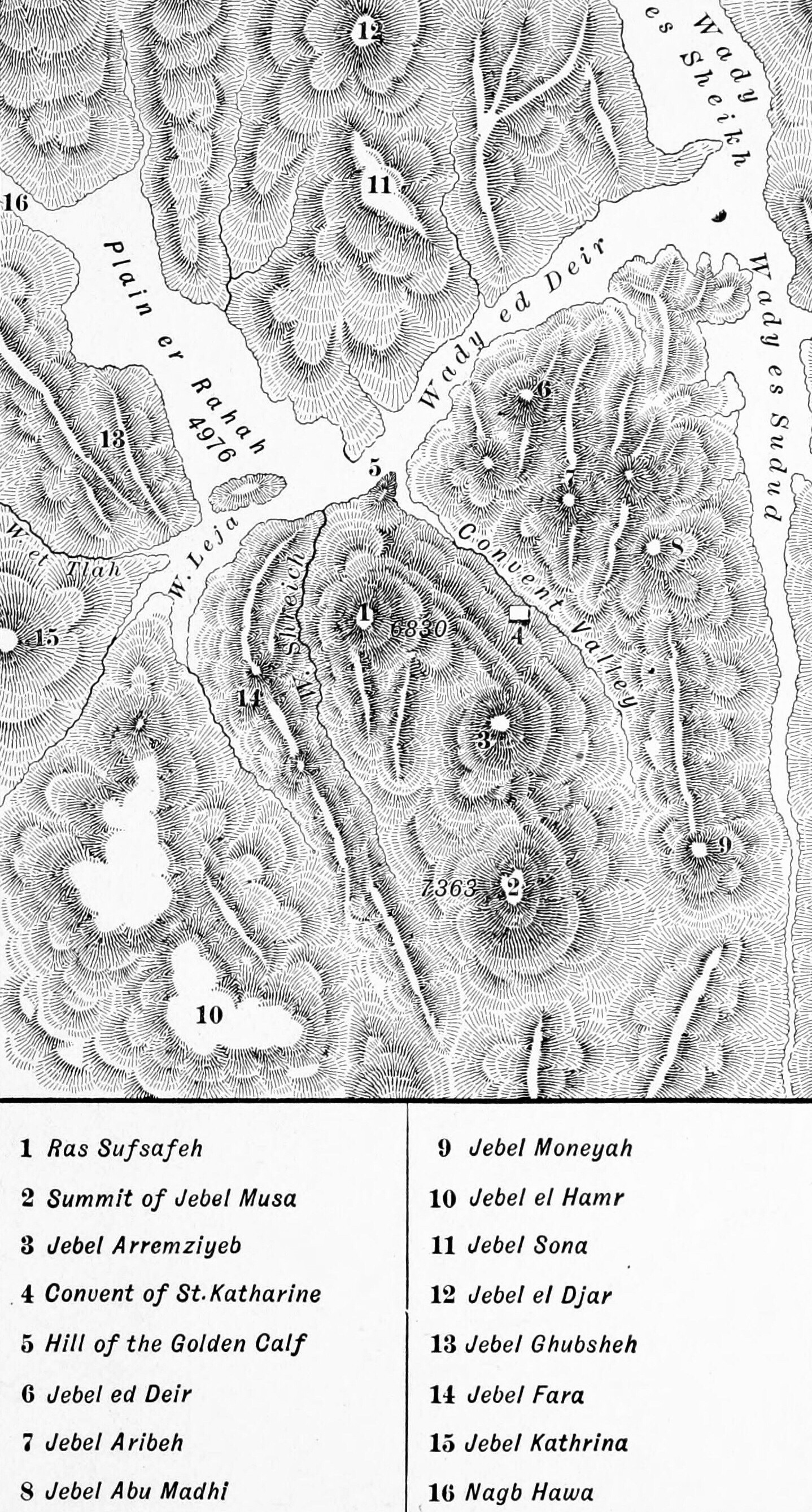 Black and white, grainy drawing of Mt. Sinai, where Moses is believed to have received the Ten Commandments.