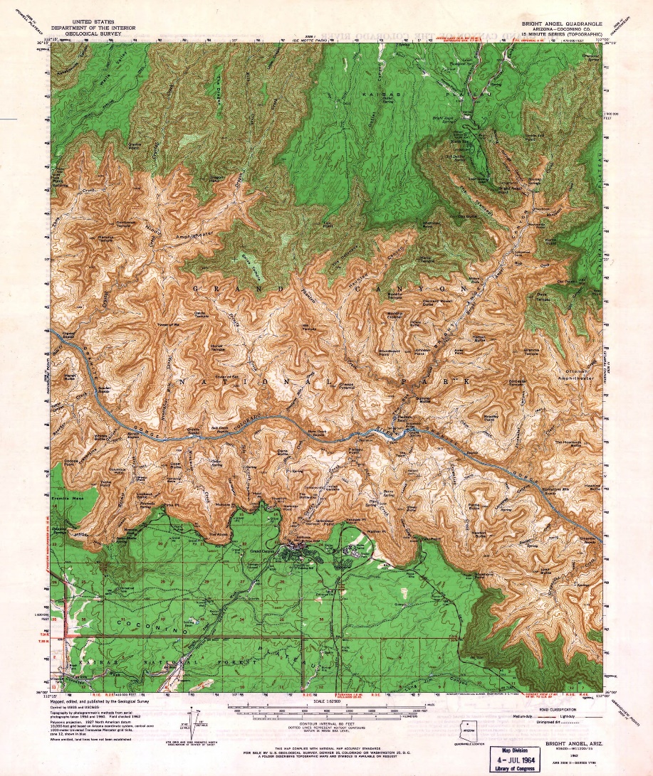 Image result for topographic map of bright Angel arizona